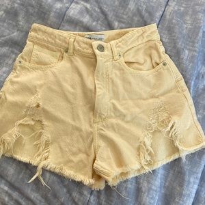 Zara denim shorts high waist ripped summer